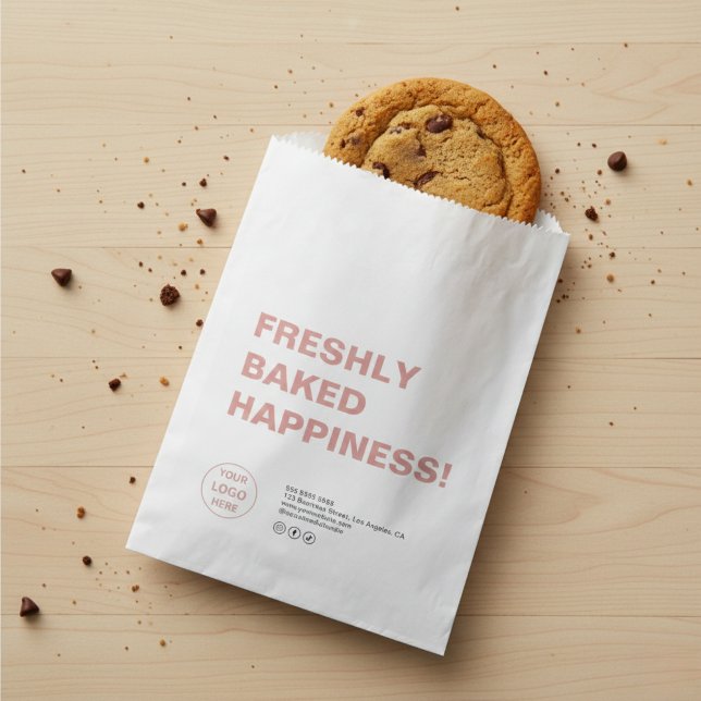 Sacolinha Saco de Papel Personalizado com Logo para Padaria  (Bakery Modern Custom Logo Paper Bag)