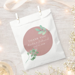 Sacolinha Saco de Presente de Casamento Eucalipto Rosa Empoe