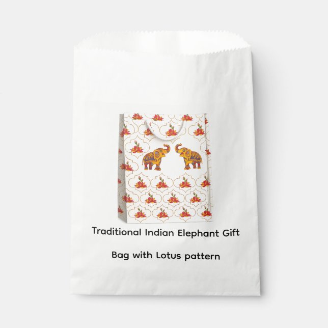Sacolinha Saco de Presente Tradicional Indiano de Elefante (Frente)