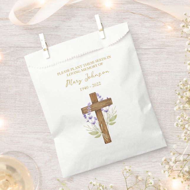 Sacolinha Saco de Sementes Cruz de Lavanda para Funeral (Cortado)