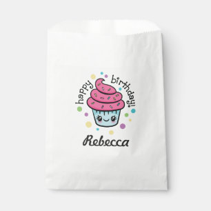 Sacolinha Saco do favor do cupcake do feliz aniversario