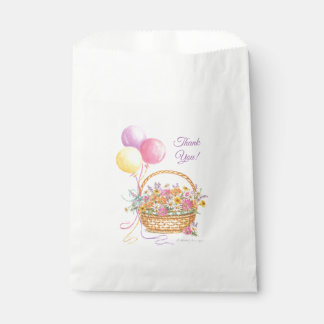 Sacolinha Sacos de Agradecimento com Cesta de Flores e Balõe