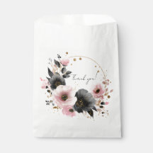 Sacos de Agradecimento Florais Rosa e Carvão
