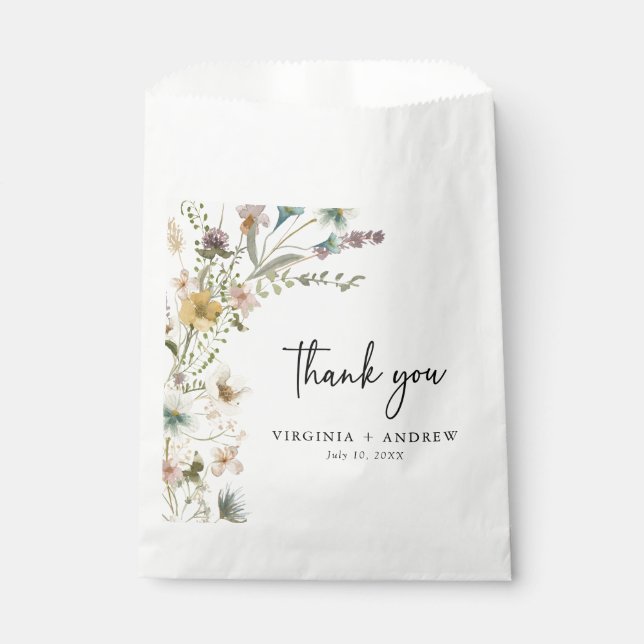 Sacolinha Sacos de Favor de Casamento Florais (Frente)