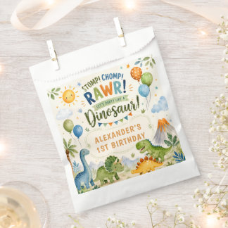Sacolinha Sacos de Favor de Festa do Dino Stomp Chomp Rawr