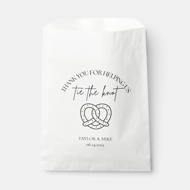 Sacolinha Sacos de Favor de Pretzel para Casamento Tie the K (Frente)