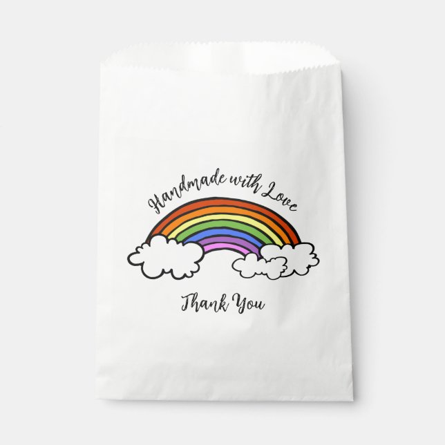 Sacolinha Sacos de Favor Feitos à Mão com Amor Arco-íris (Frente)