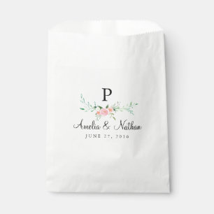 Sacolinha Sacos de Favor Floral de Aquarela Doce Rosa