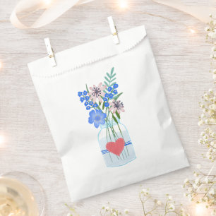 Sacolinha Sacos de Favor Masons Jar Azul Floral