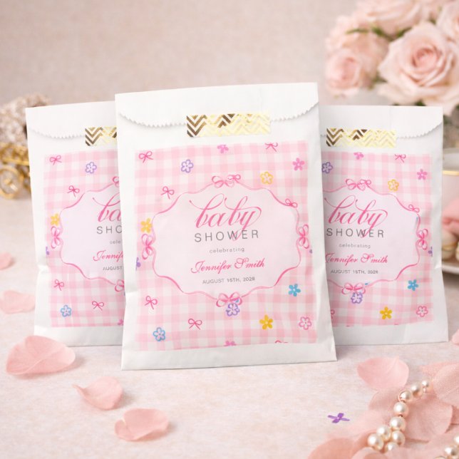 Sacolinha Sacos de Favor para Chá de Bebê com Laço Floral em (Criador carregado)