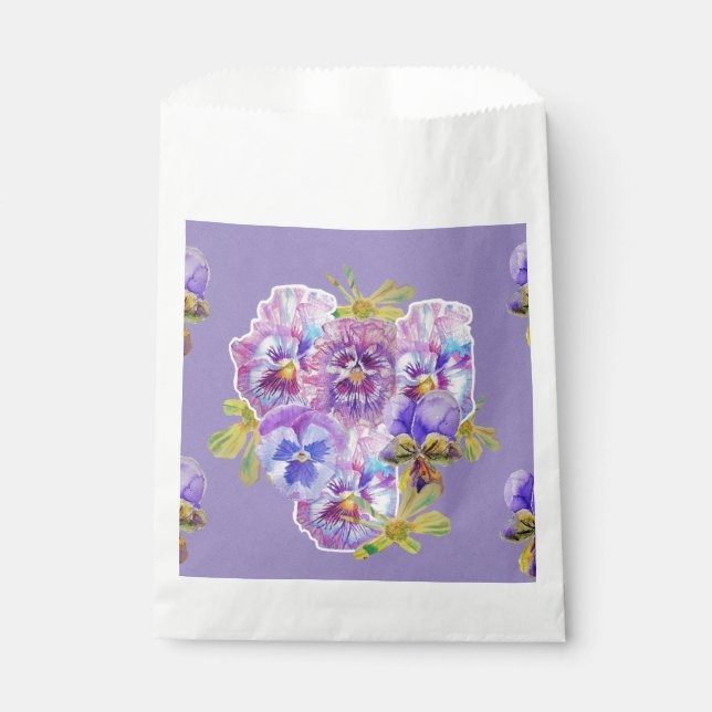 Sacolinha Sacos de favores de festa florais roxos de violeta (Frente)