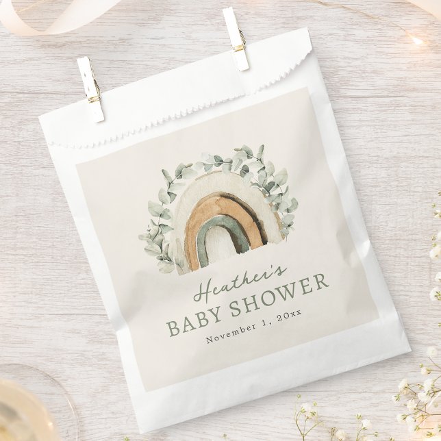 Sacolinha Sacos de Lembrancinhas de Bebê Boho Arco-íris (Rainbow Boho Baby Shower Favor Bags by Painted Paperie
)