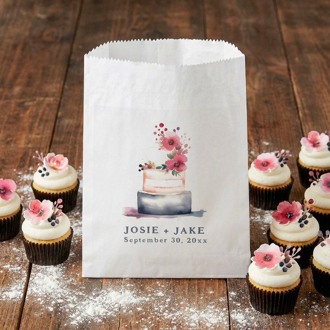 Sacolinha Sacos de lembrancinhas de casamento com bolo de pa (Pastel wedding cake favor bags.)