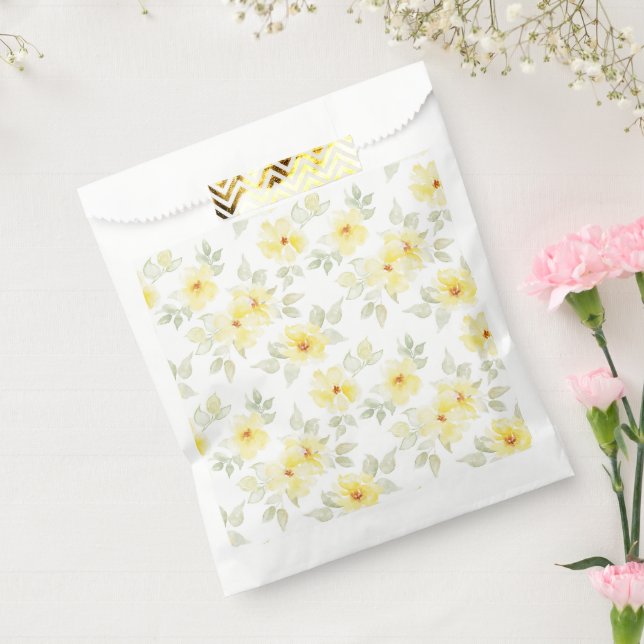 Sacolinha Sacos de Presente de Festa Florais Amarelos, Flore (Selado)