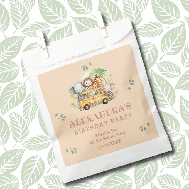 Sacolinha Safari Animal Pink Rapariga Selva Aniversário Obri (Criador carregado)