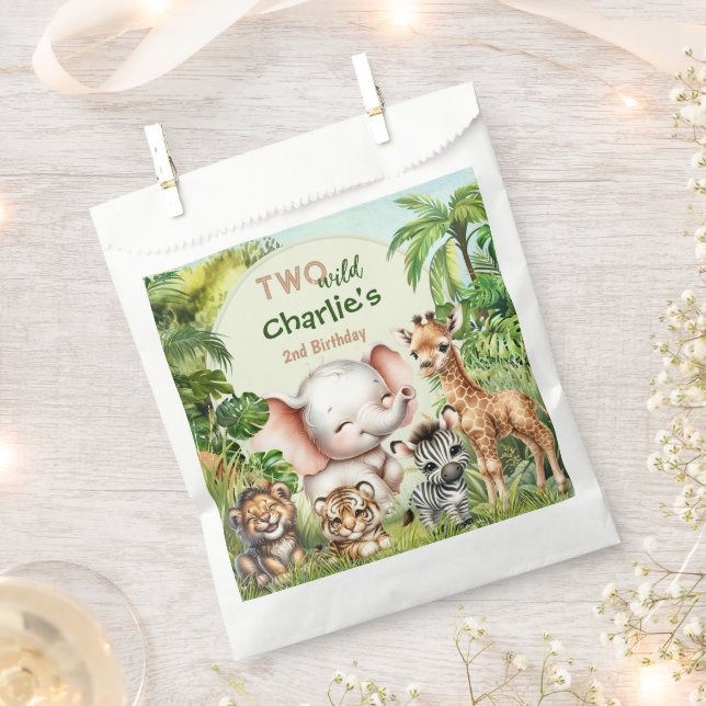 Sacolinha Safari Jungle Cute Animal Dois segundos aniversári (Cortado)