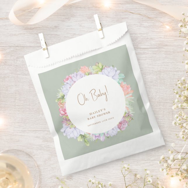 Sacolinha Sage Green Boho Cactus Desert Oh Chá de fraldas (Cortado)