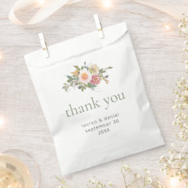 Sacolinha Sage Green Floral Wedding Obrigado