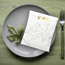 Sacolinha Sage Green Line Arte Flores Obrigado Casamento