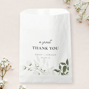 Sacolinha Sage Greenery & Floral Branca Um Doce Obrigada