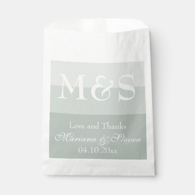 Sacolinha Sage Modern Script Wedding Favor Bag (Frente)