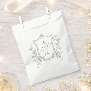 Sacolinha Sage Verde Antigo Brasão Casamento Obrigado