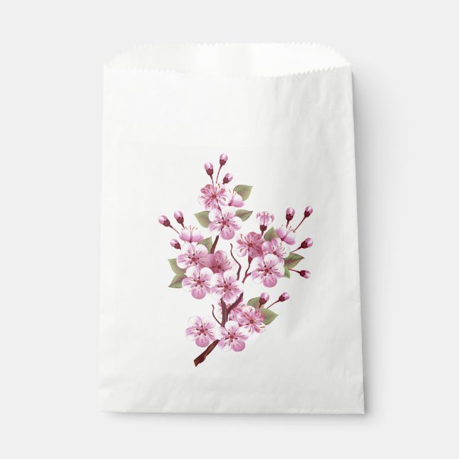 Sacolinha Sakura rosa no fundo da pintura (Frente)