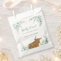 Santa Vaca Rustic Boho Greenery Chá de fraldas