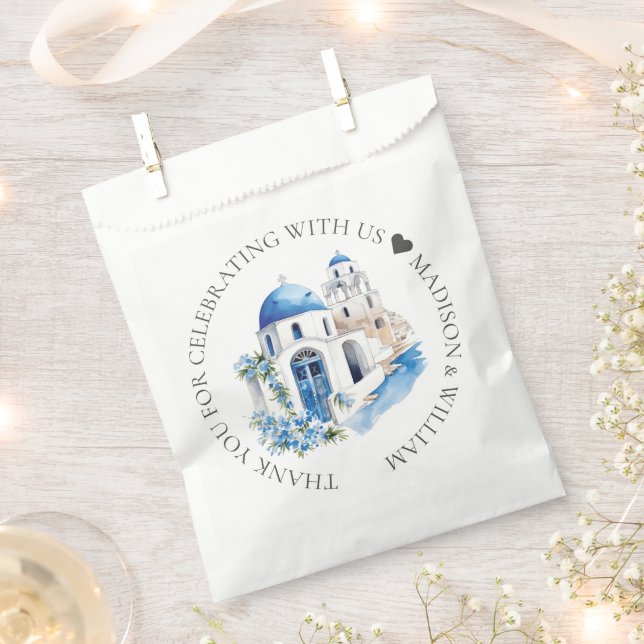 Sacolinha Santorini Casamento Personalizado Mínimo (Cortado)