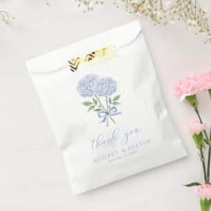 Sacolinha Script Blue Hydrangea Obrigado Casamento Personali