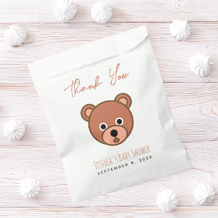 Sacolinha Script de agradecimento de chá de bebê Urso Marrom