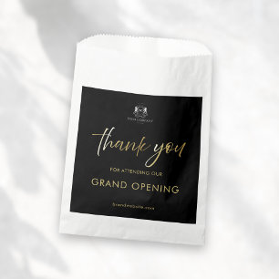 Sacolinha Script Dourado e preto elegante Obrigado Evento de