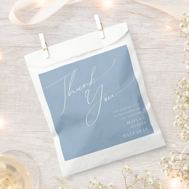 Sacolinha Script Whimsical | Dusty Blue Obrigado Favor Bag (Cortado)