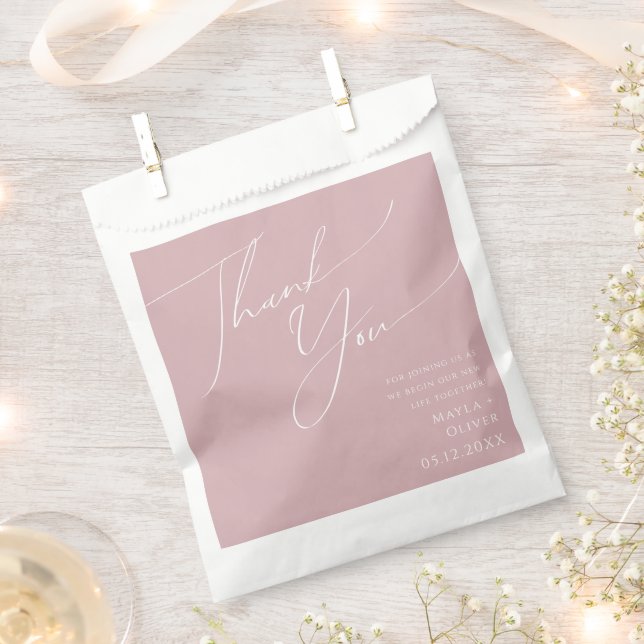 Sacolinha Script Whimsical | Dusty Rosa Obrigado Favor Bag (Cortado)