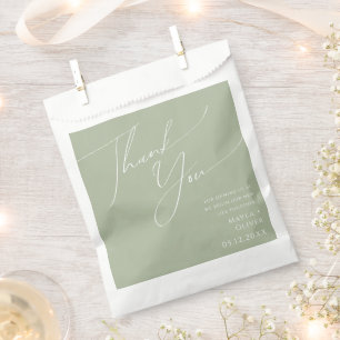 Sacolinha Script Whimsical Sage Green Obrigado A Favor Bag