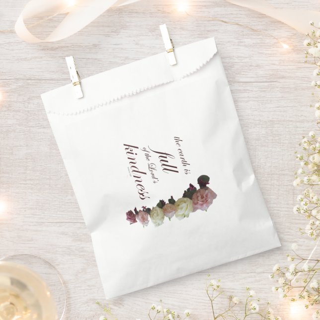 Sacolinha Scripture, Psalm 33, White and Pink Roses (Cortado)