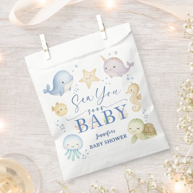 Sacolinha Sea You Soon Ocean Baby Shower Paper  (Cortado)