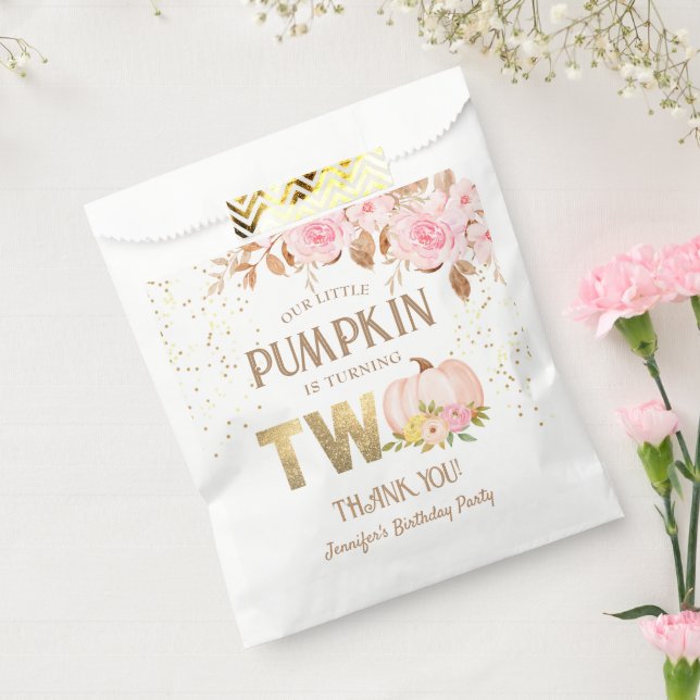Sacolinha Segundo aniversário de Garota Floral de Abóbora Do (Selado)