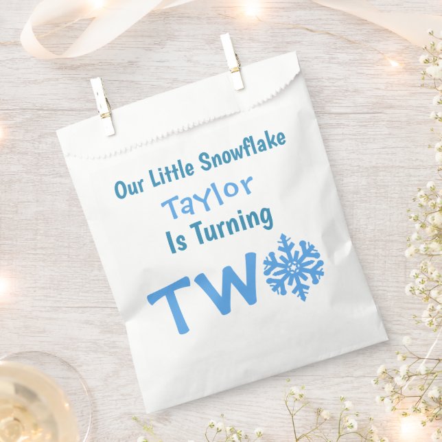 Sacolinha Segundo aniversário Pequeno Floco de Neve (Cortado)