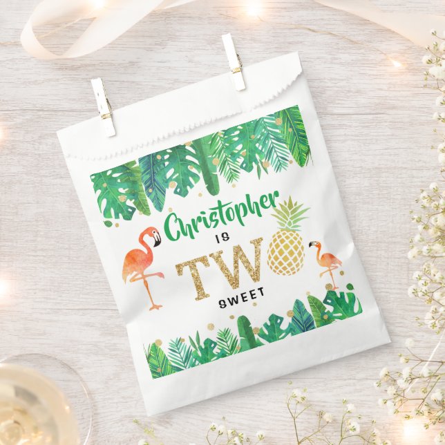 Sacolinha Segundo aniversário Tropical Summer Beach Luau Boy (Cortado)