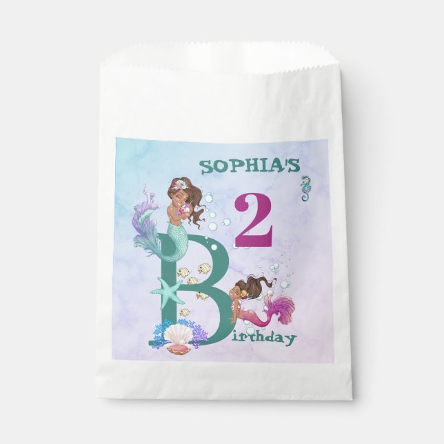 Sacolinha Sereia Azul, Branco, Cor-de-rosa, Saco (Frente)