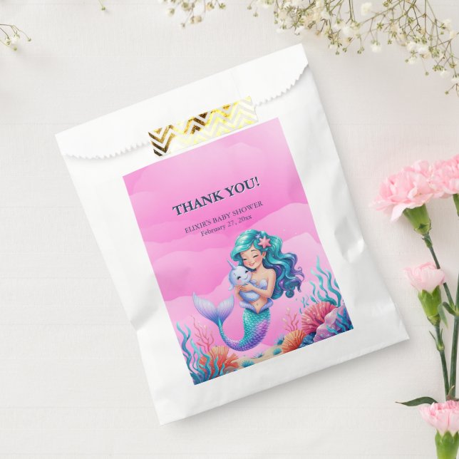 Sacolinha Sereia Sonhosa Rosa Sob o Chá de fraldas do Mar (Selado)