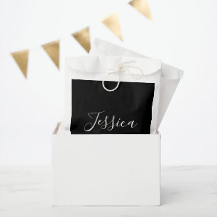 Sacolinha Seu Nome   Escrito Branco Elegante em Preto