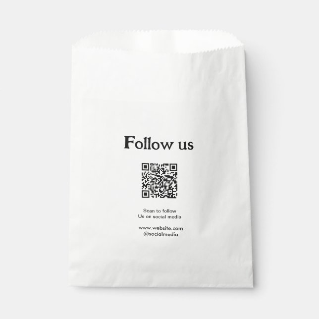 Sacolinha Siga-nos nas redes sociais, digitalize o código QR (Frente)