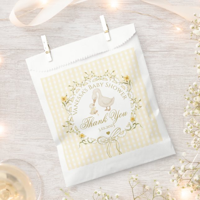 Sacolinha Silly Goose Gender neutral Gingham Thank you (Cortado)