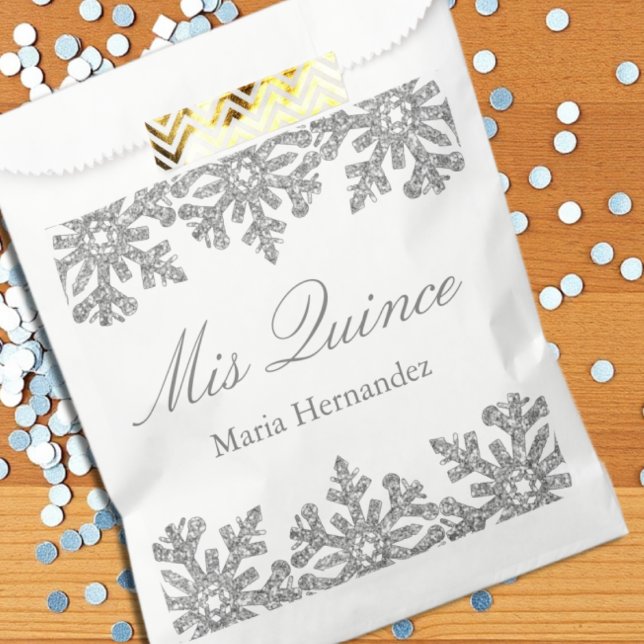 Sacolinha Silver Snowflake Winter Quinceanera (Criador carregado)