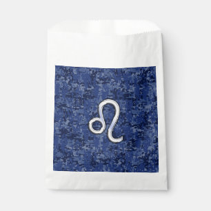 Sacolinha Símbolo Leo Zodiac na Camuflagem Digital Azul do 