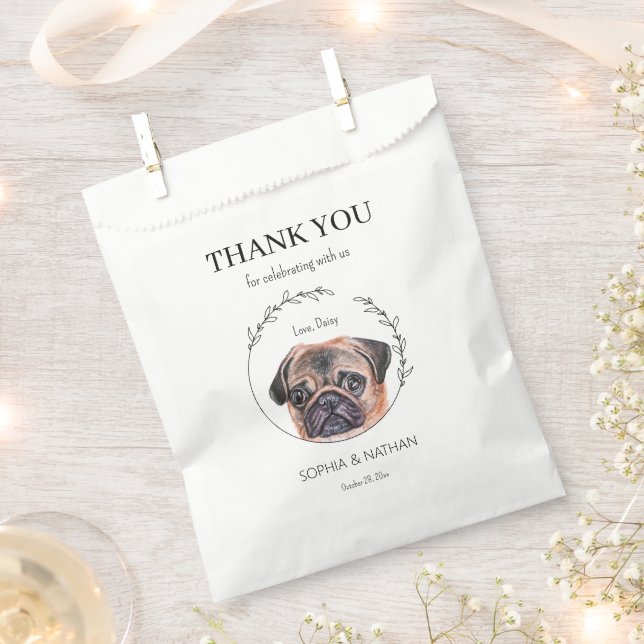 Sacolinha Simples Casamento De Pug Obrigado A Favor Bag (Cortado)
