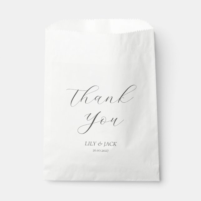Sacolinha Simples Casamento de Script Obrigado Favor Bag (Frente)
