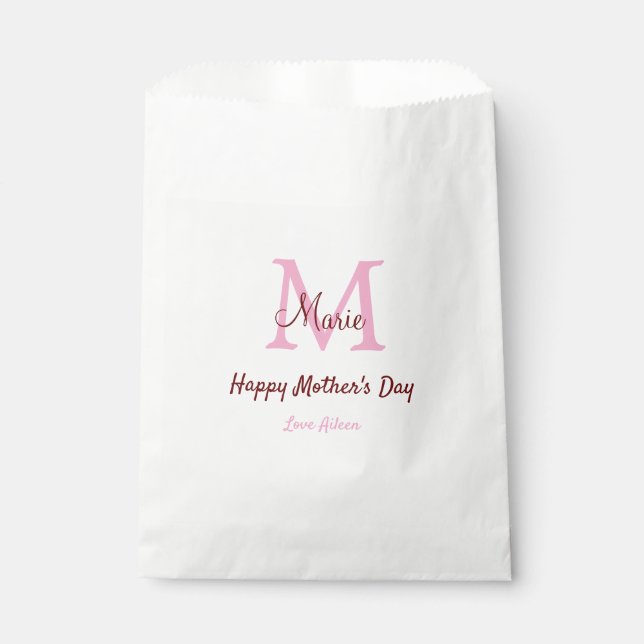 Sacolinha simples monograma mínimo de dia de as mães cor-de- (Frente)